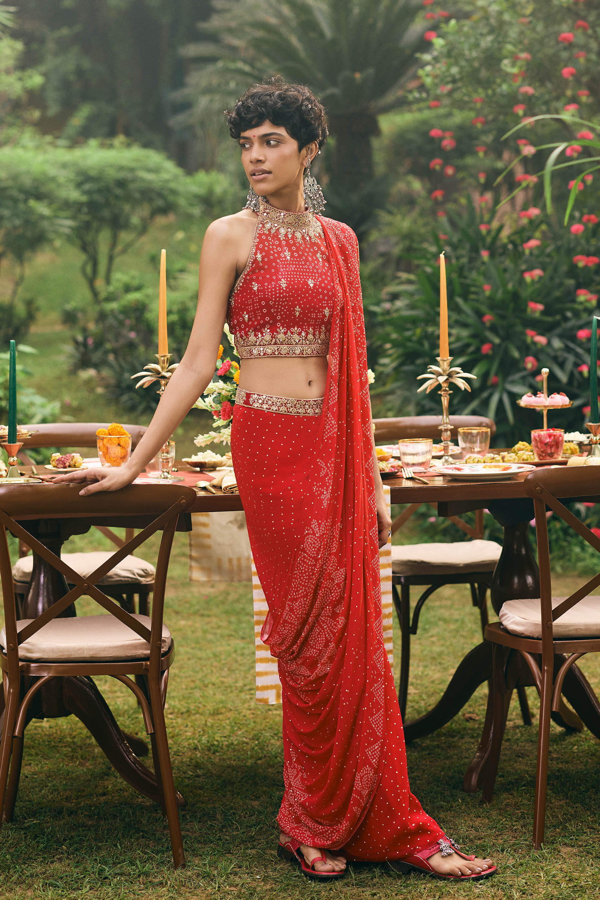 Gulaabi Adaa Pre-Draped Saree, Pink, image 2